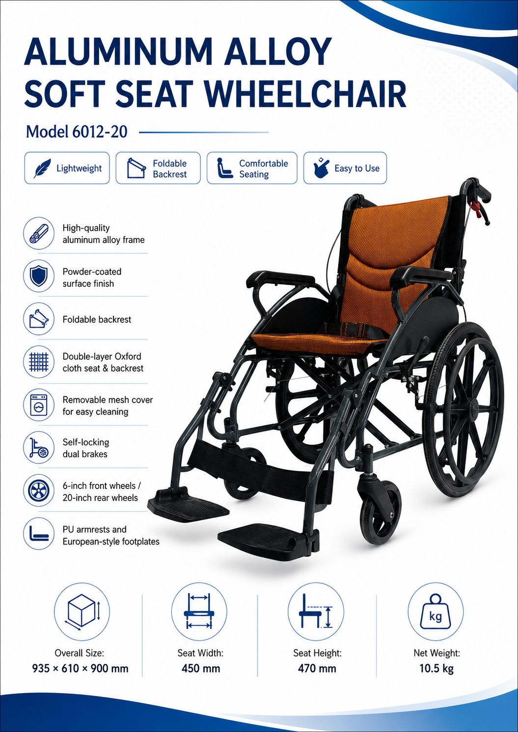 Aluminum Alloy Soft Seat Wheelchair (1) Aluminum Alloy Soft Seat Wheelchair (1)