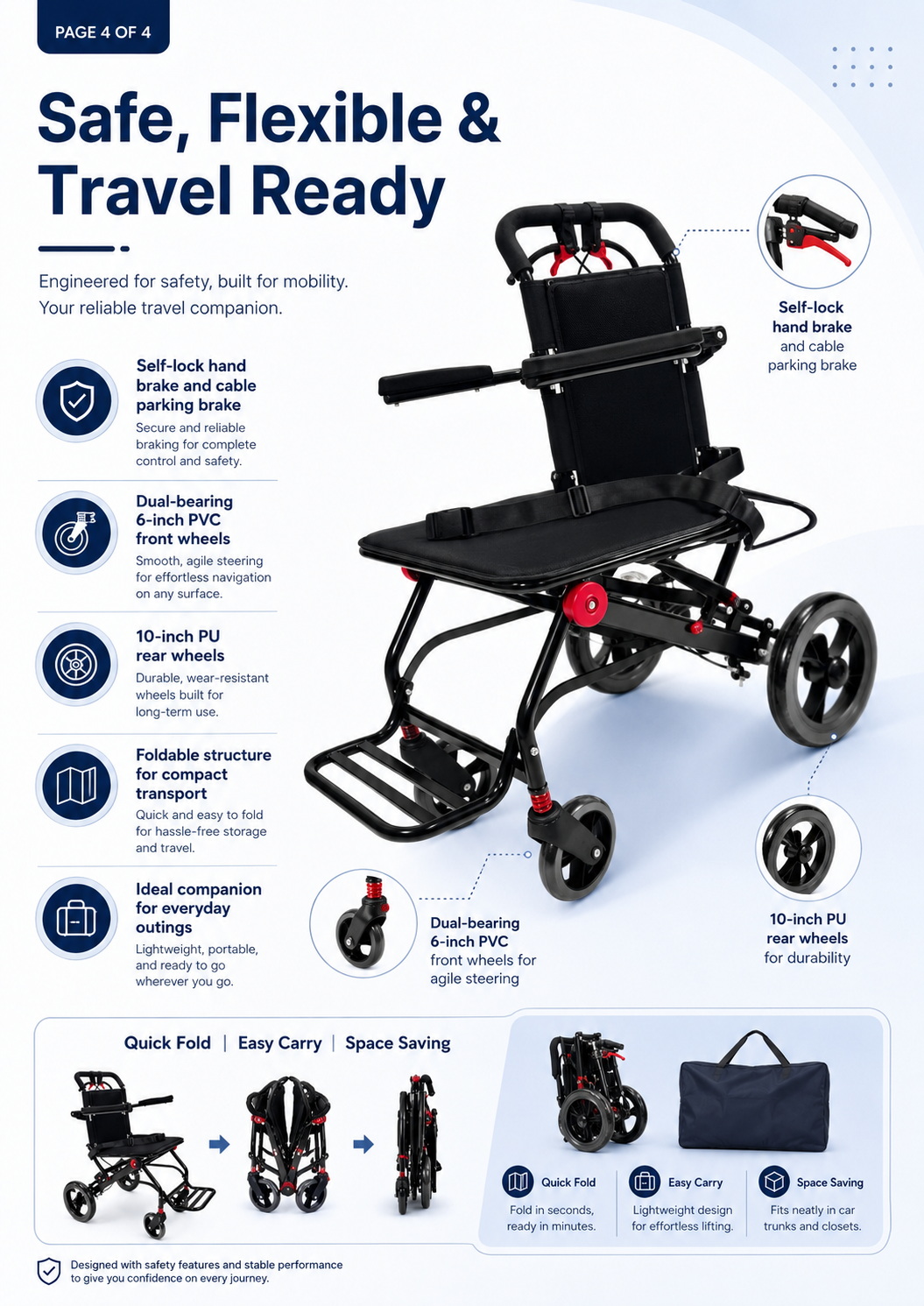 Steel Folding Travel Wheelchair (4) Steel Folding Travel Wheelchair (4)