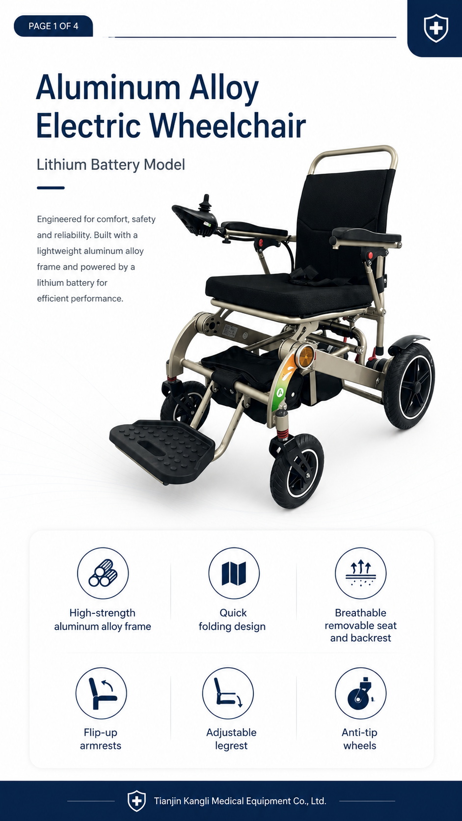 Aluminum Alloy Electric Wheelchair with Lithium Battery (1) Aluminum Alloy Electric Wheelchair with Lithium Battery (1)