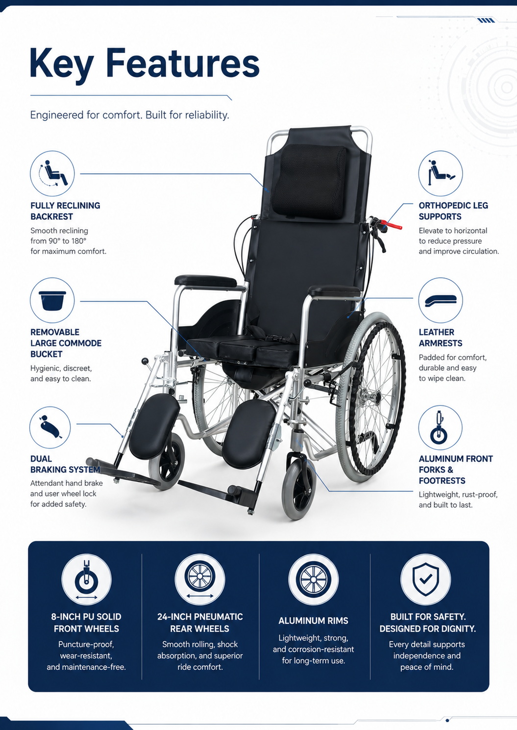 Aluminum Alloy Full Reclining Wheelchair (2) Aluminum Alloy Full Reclining Wheelchair (2)