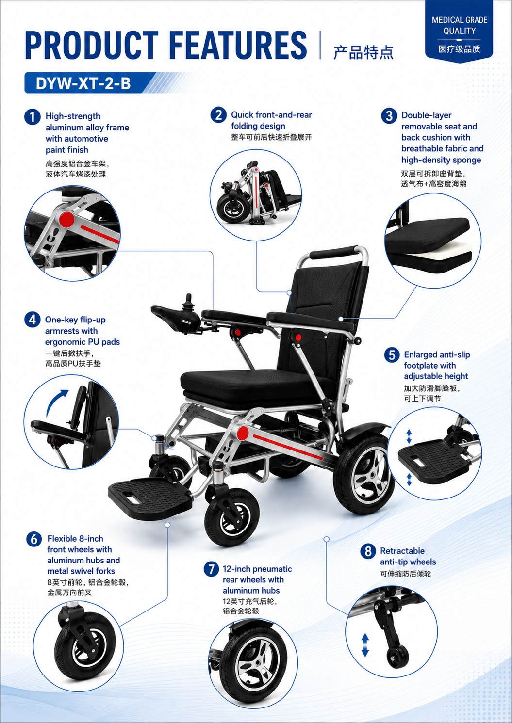 Lightweight Aluminum Alloy Electric Wheelchair (3) Lightweight Aluminum Alloy Electric Wheelchair (3)