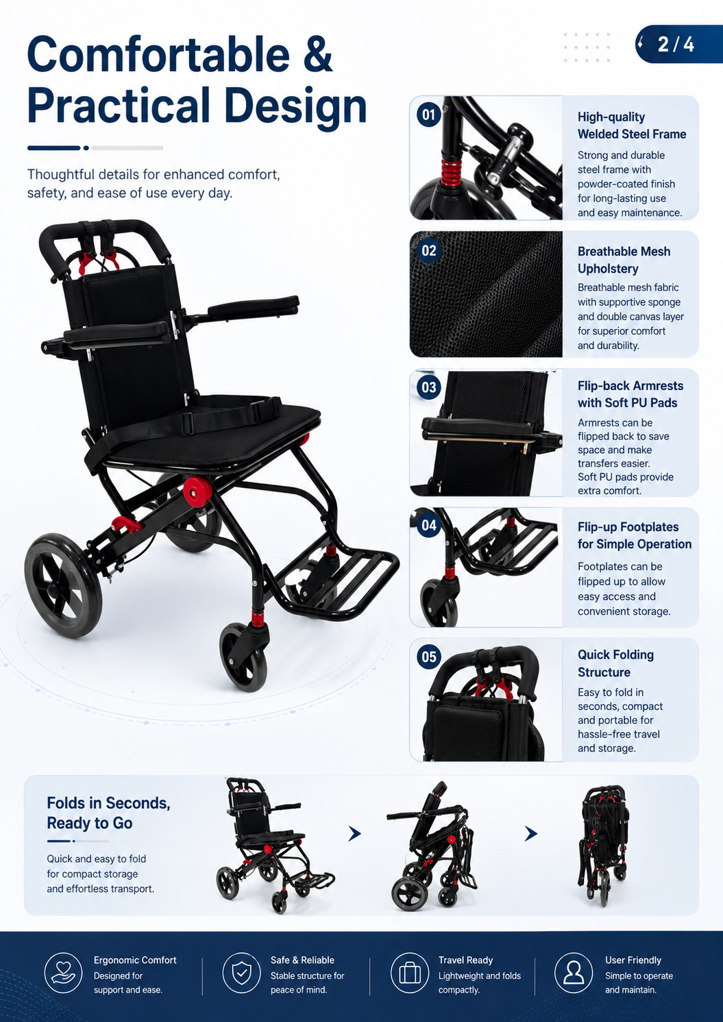 Steel Folding Travel Wheelchair (2) Steel Folding Travel Wheelchair (2)