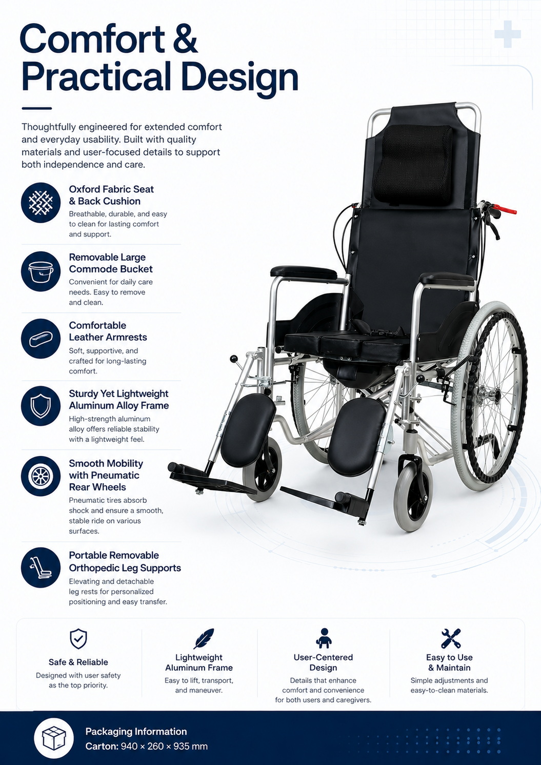 Aluminum Alloy Full Reclining Wheelchair (4) Aluminum Alloy Full Reclining Wheelchair (4)