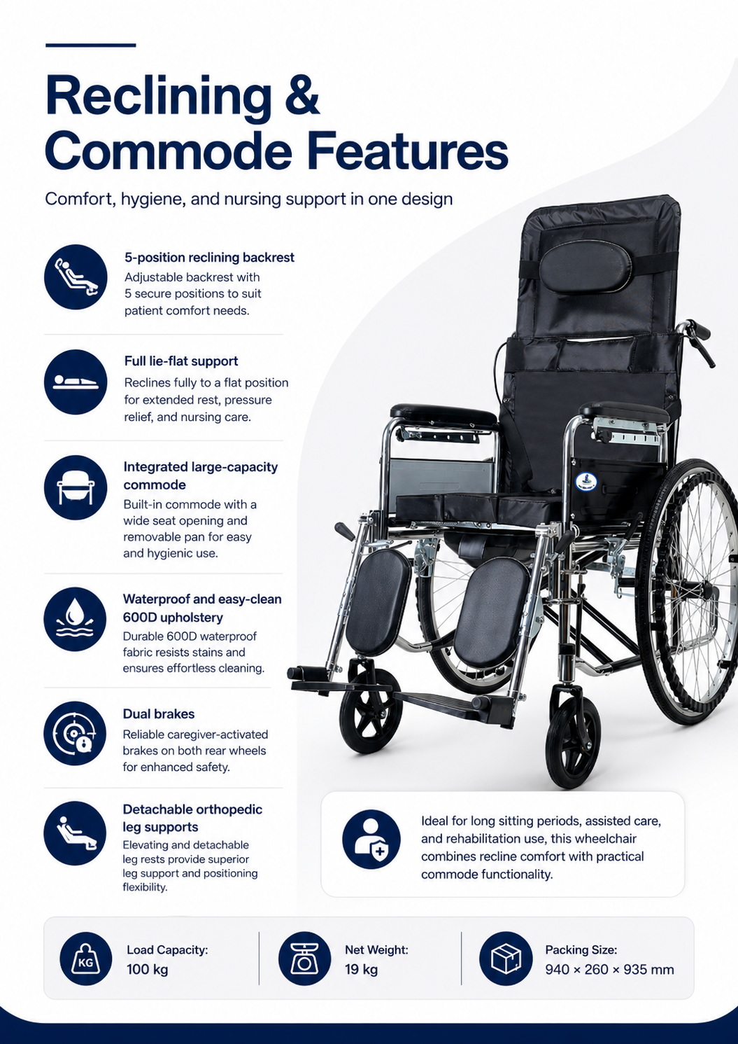 Chrome-Plated Full Reclining Wheelchair (2) Chrome-Plated Full Reclining Wheelchair (2)