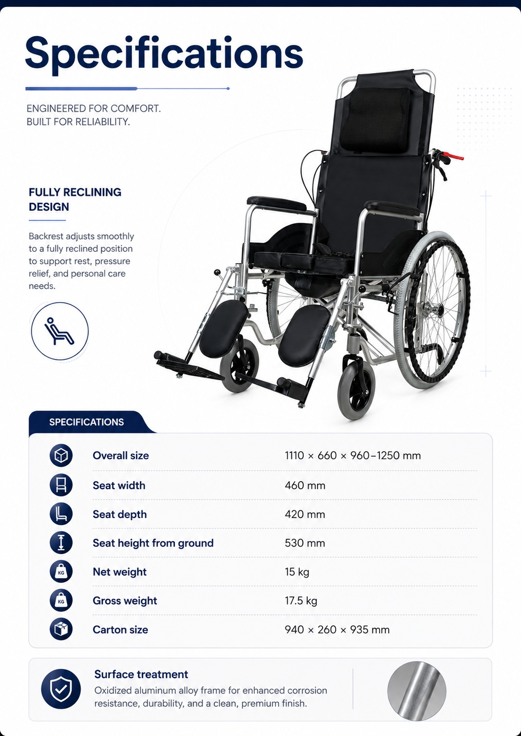 Aluminum Alloy Full Reclining Wheelchair (3) Aluminum Alloy Full Reclining Wheelchair (3)