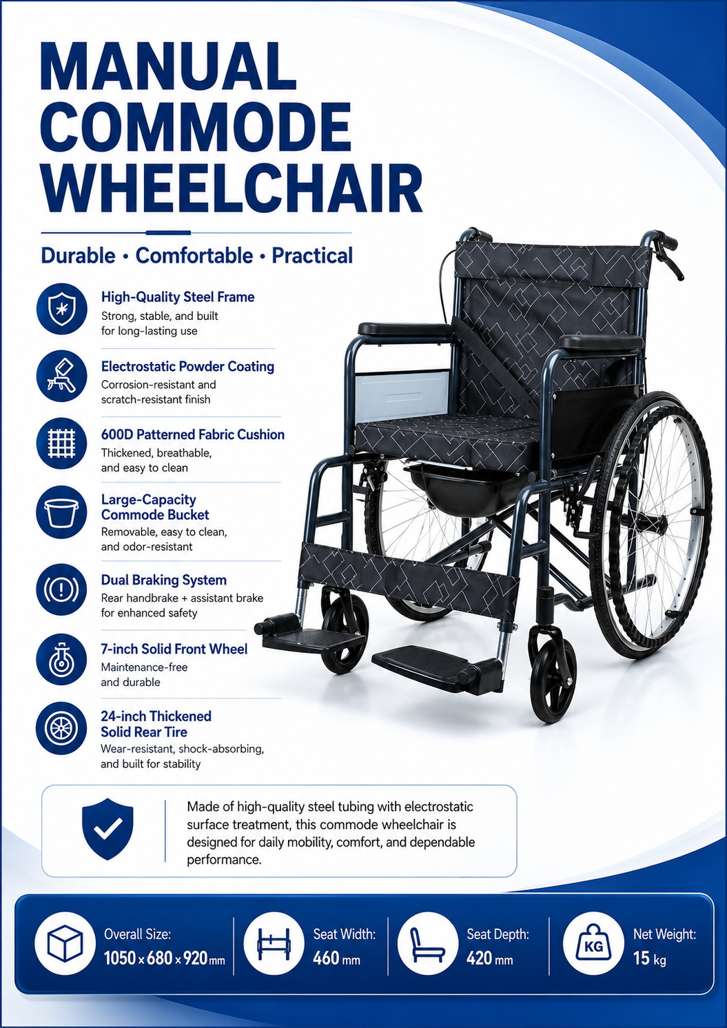 Steel Commode Wheelchair (1) Steel Commode Wheelchair (1)