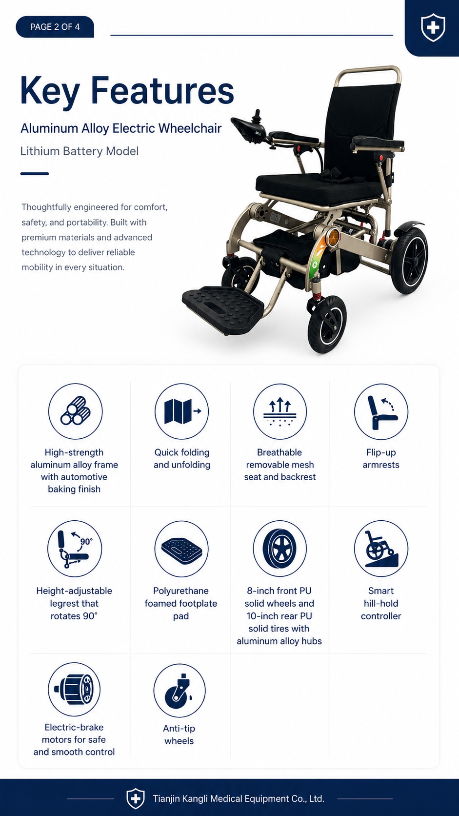 Aluminum Alloy Electric Wheelchair with Lithium Battery (2) Aluminum Alloy Electric Wheelchair with Lithium Battery (2)