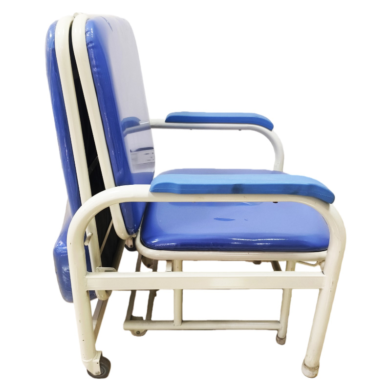 Blue Foldable Attendant Chair Without Blue Wheels