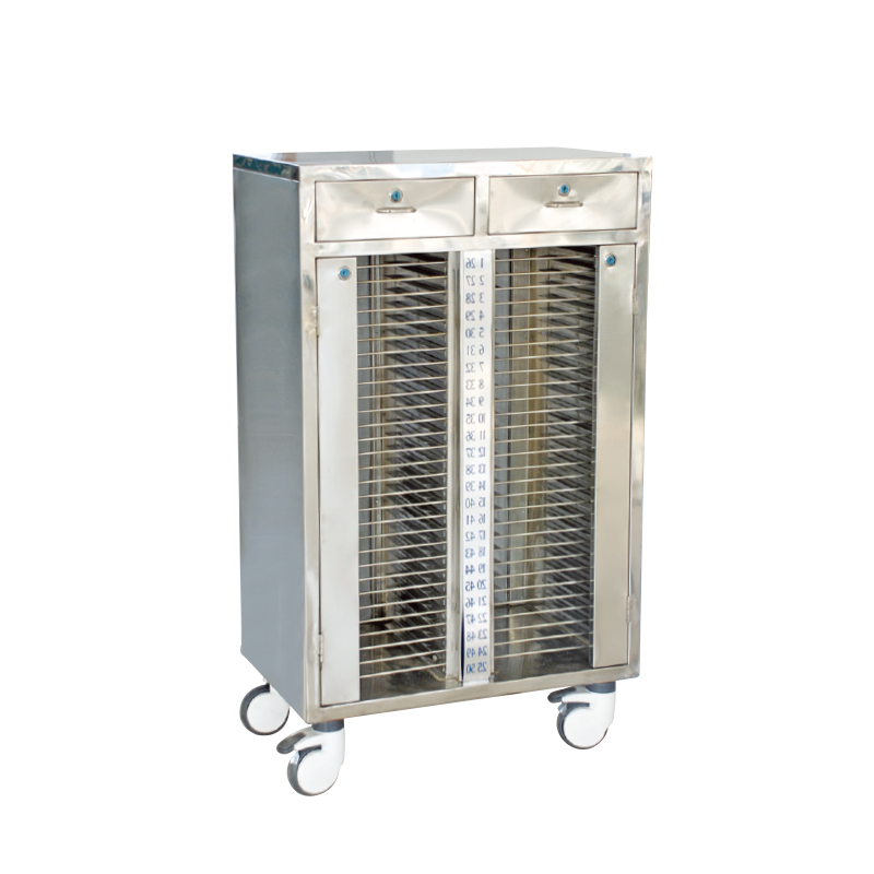 Stainless Steel 60-Compartment Medical Record Cart