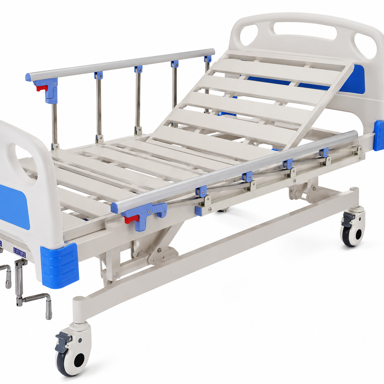 Three-Function Manual Bed With Aluminum Alloy Guardrails