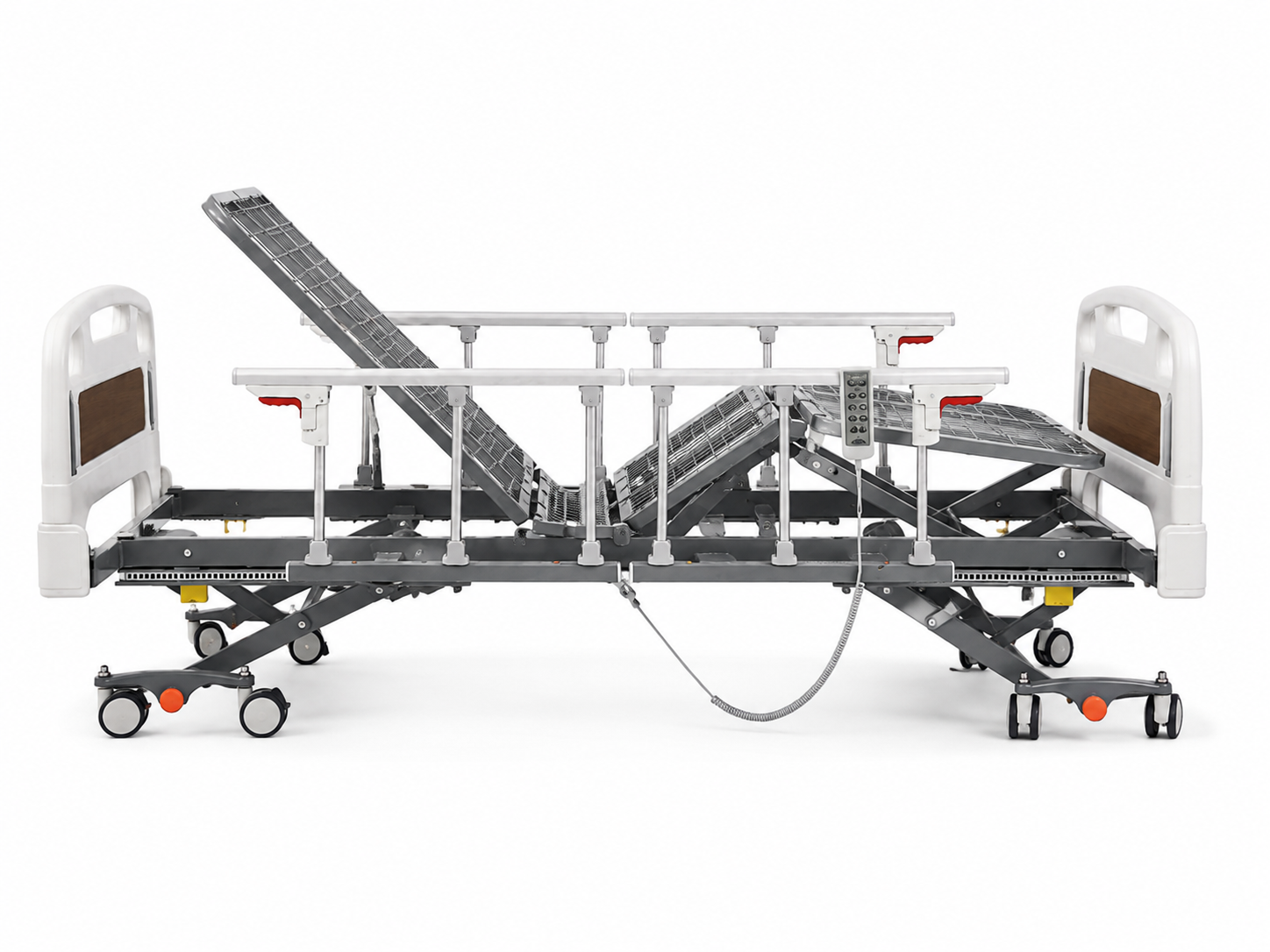 Five-function ultra-low bed side view diagram