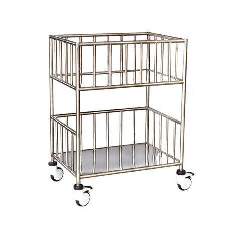 Stainless Steel Double-Layer Delivery Cart With Railing