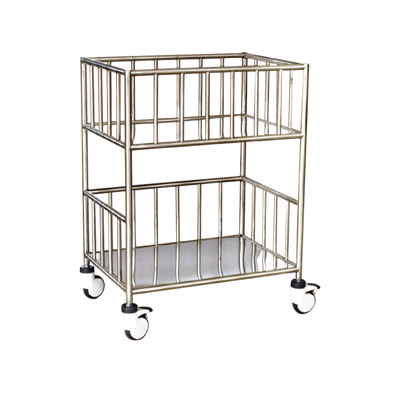 Stainless Steel Double-Layer Delivery Cart With Railing