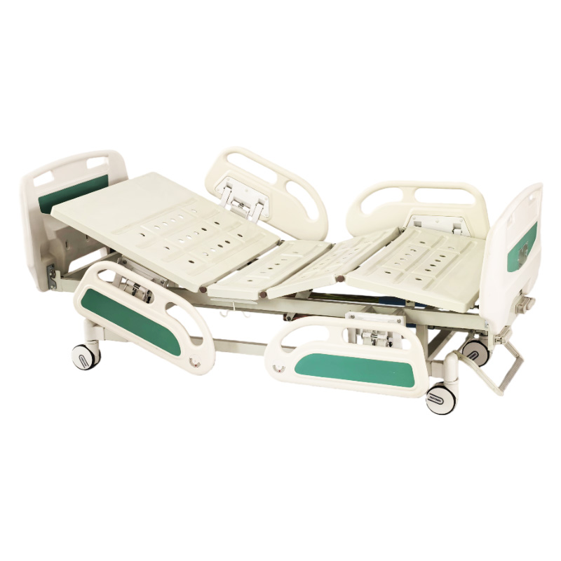 Two-Function Center Brake Manual Hospital Bed With Green Bedhead