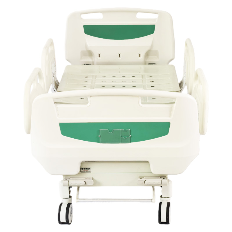 Two-Function Center Brake Manual Hospital Bed With Green Bedhead