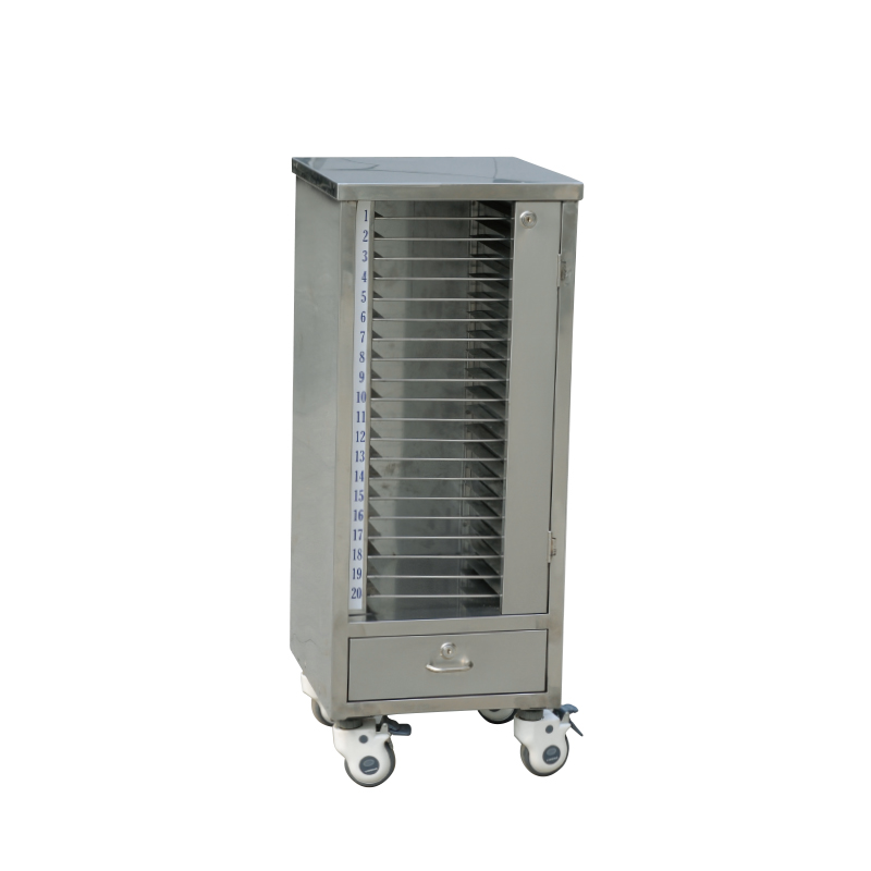 Stainless Steel 20-Compartment Medical Record Cart