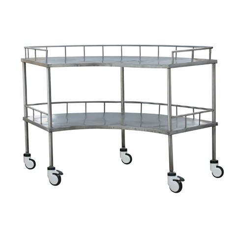 Stainless Steel Fan-Shaped Instrument Table With Railing