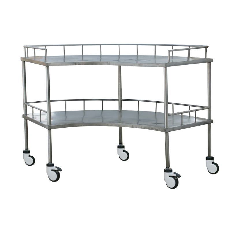 Stainless Steel Fan-Shaped Instrument Table With Railing