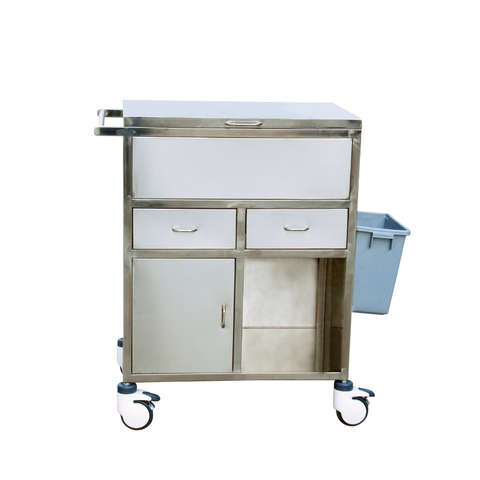 Stainless Steel Double Drawer Emergency Trolley