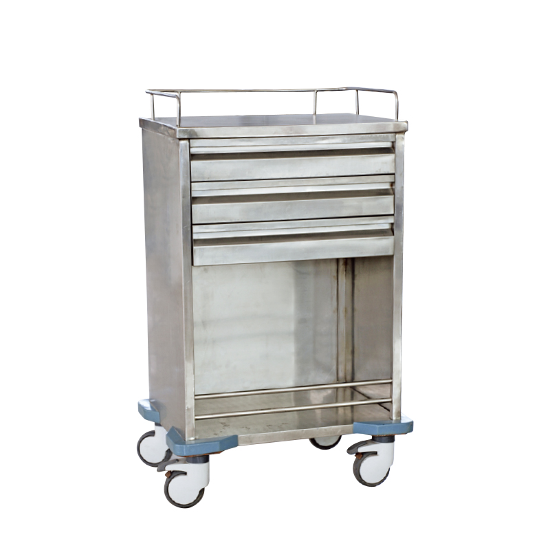 Stainless Steel Three-Drawer Medicine Dispensing Cart