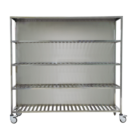Stainless Steel Five-Layer Instrument Trolley With Back Panel