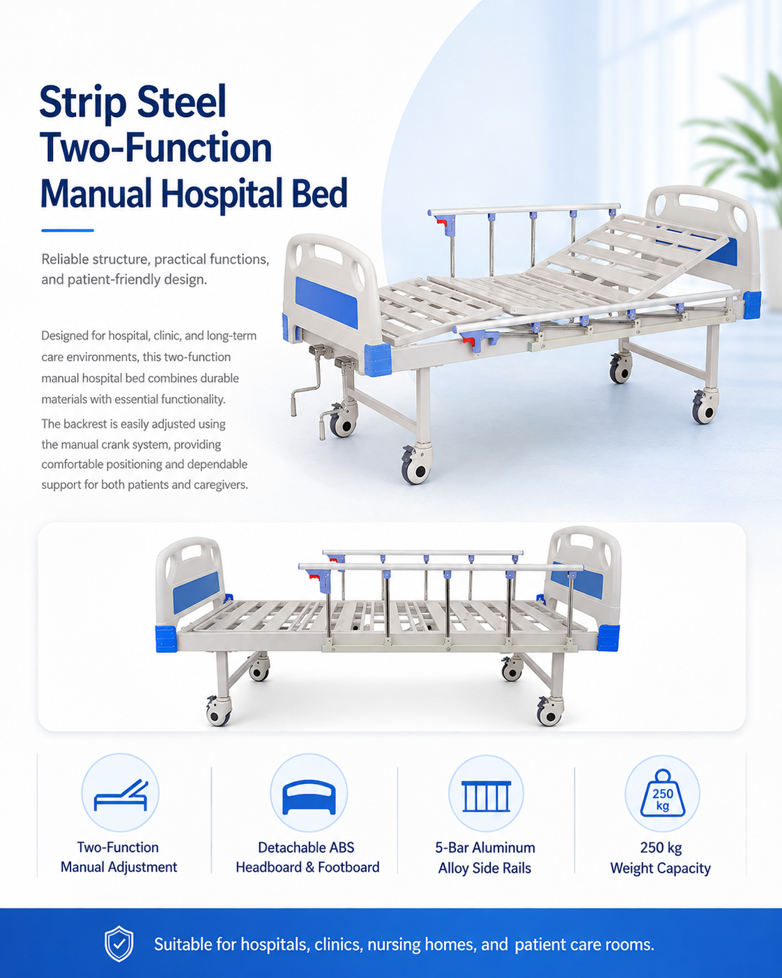 Stainless steel 2-function manual hospital bed(1).png
