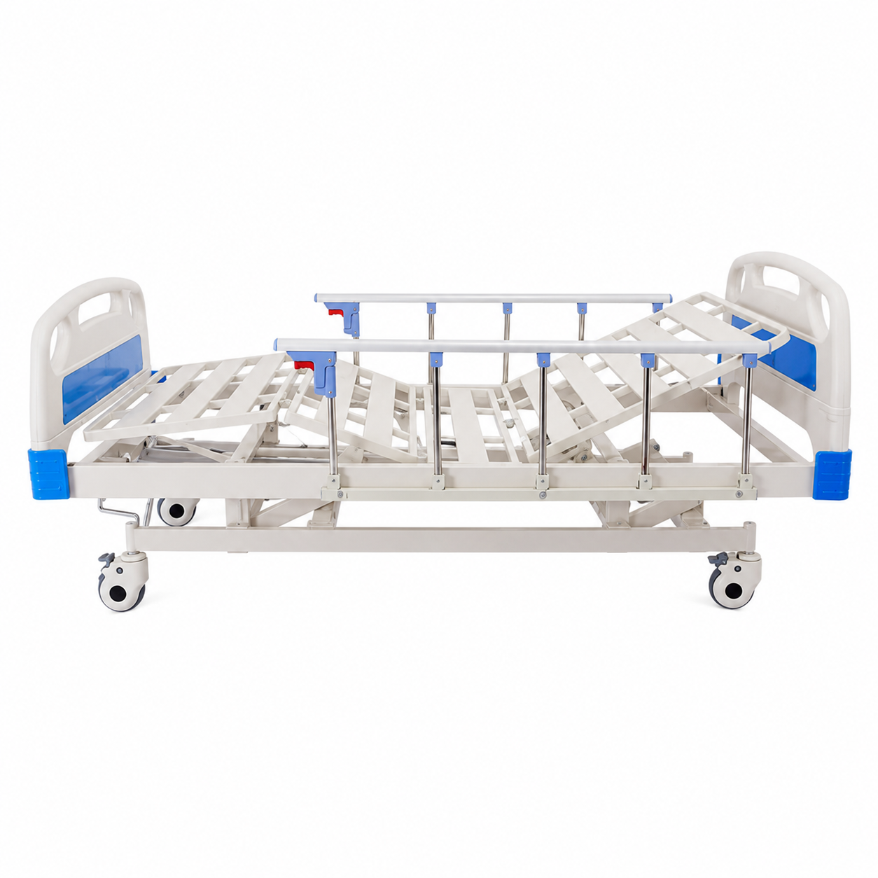 Three-Function Manual Bed With Aluminum Alloy Guardrails
