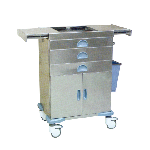 Stainless Steel Three-Drawer Emergency Trolley