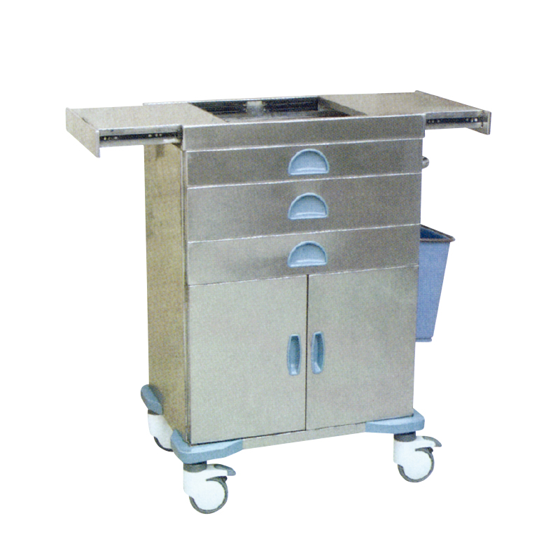 Stainless Steel Three-Drawer Emergency Trolley