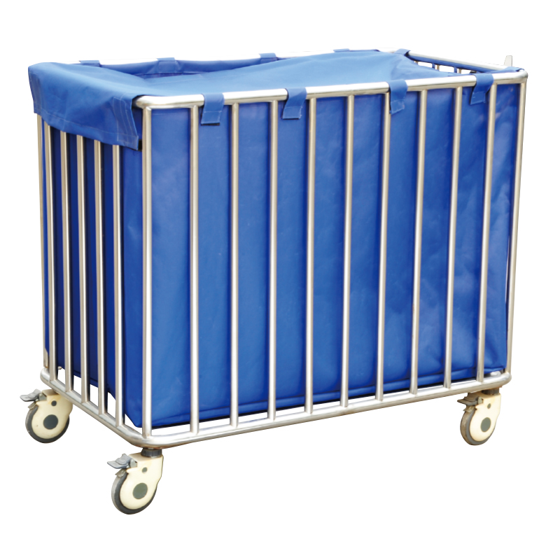 Stainless Steel Post Fence Laundry Bag Cart