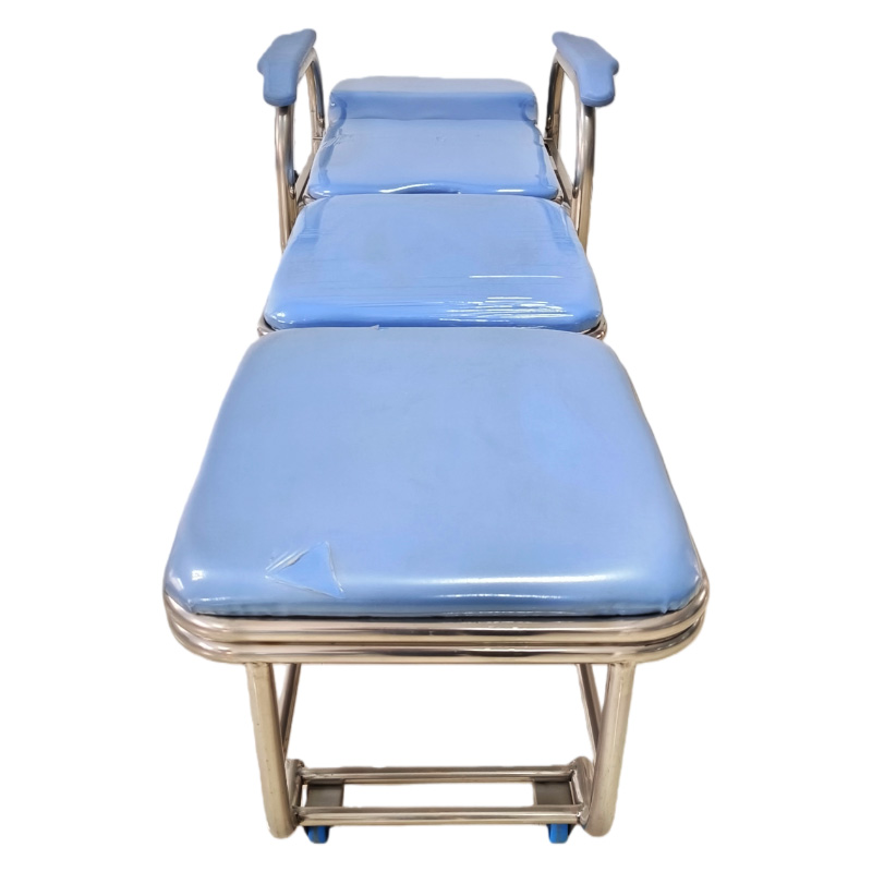 Blue Stainless Steel Attendant Chair