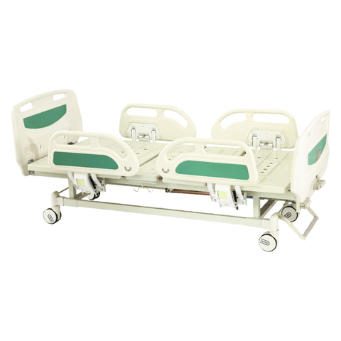 Two-Function Center Brake Manual Hospital Bed With Green Bedhead