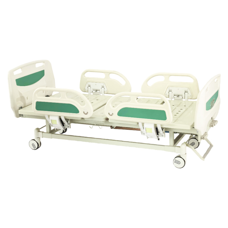 Two-Function Center Brake Manual Hospital Bed With Green Bedhead