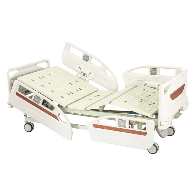 Two-Function Center Brake Manual Hospital Bed With Wood Grain Bedhead