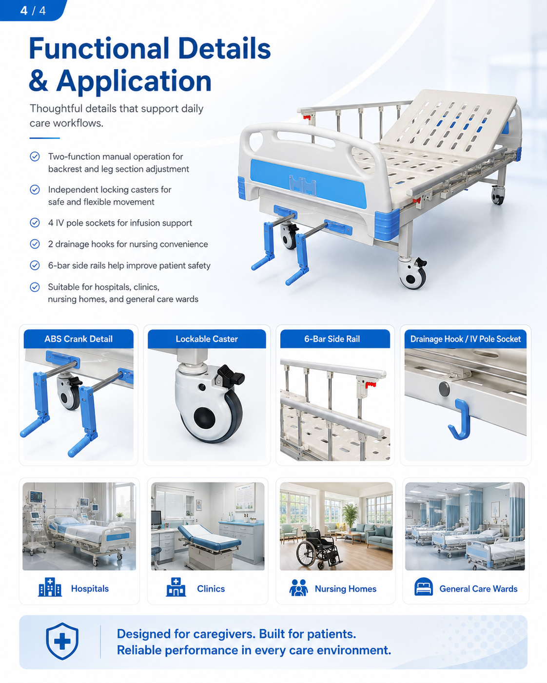 Integrated Stamping Two-Function Manual Hospital Bed Abs CranksDetailed description (4).png