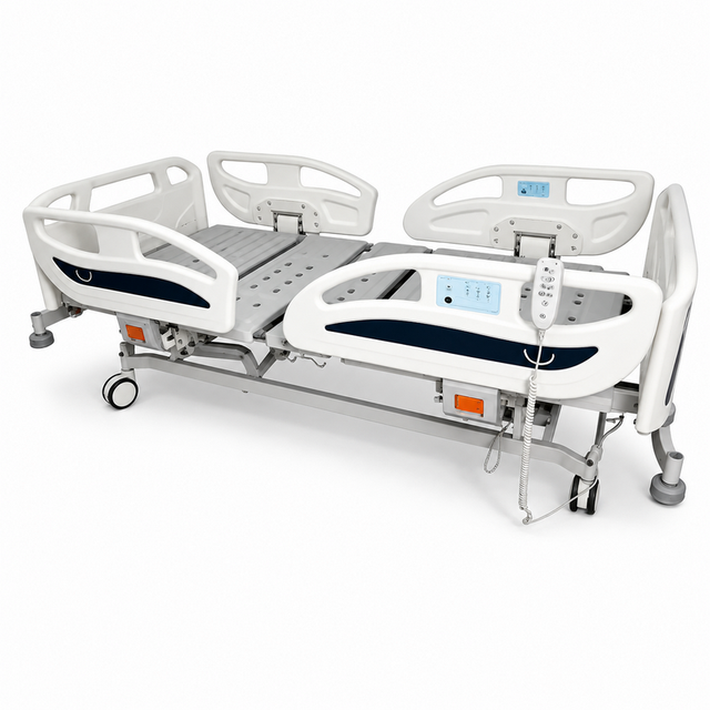 Three-Function Electic Hospital Bed With Grey Bedhead