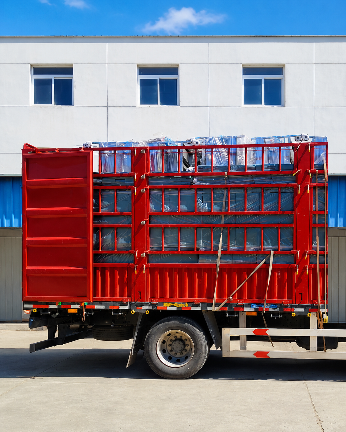 The hospital bed mattress has been loaded onto the vehicle.