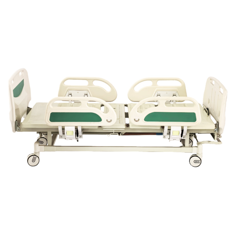 Two-Function Center Brake Manual Hospital Bed With Green Bedhead