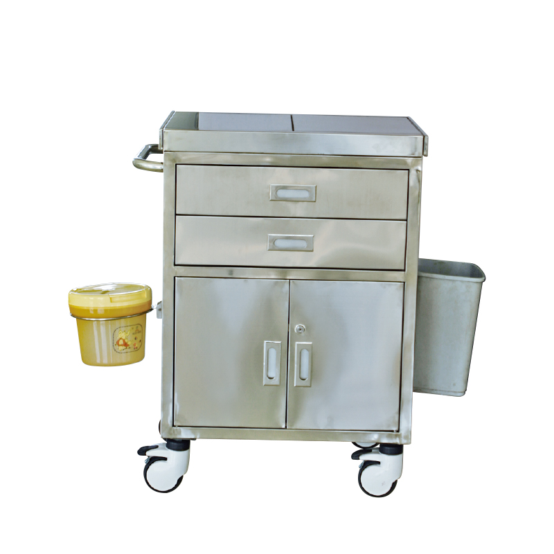 Stainless Steel Treatment Cabinet With Gray Bin