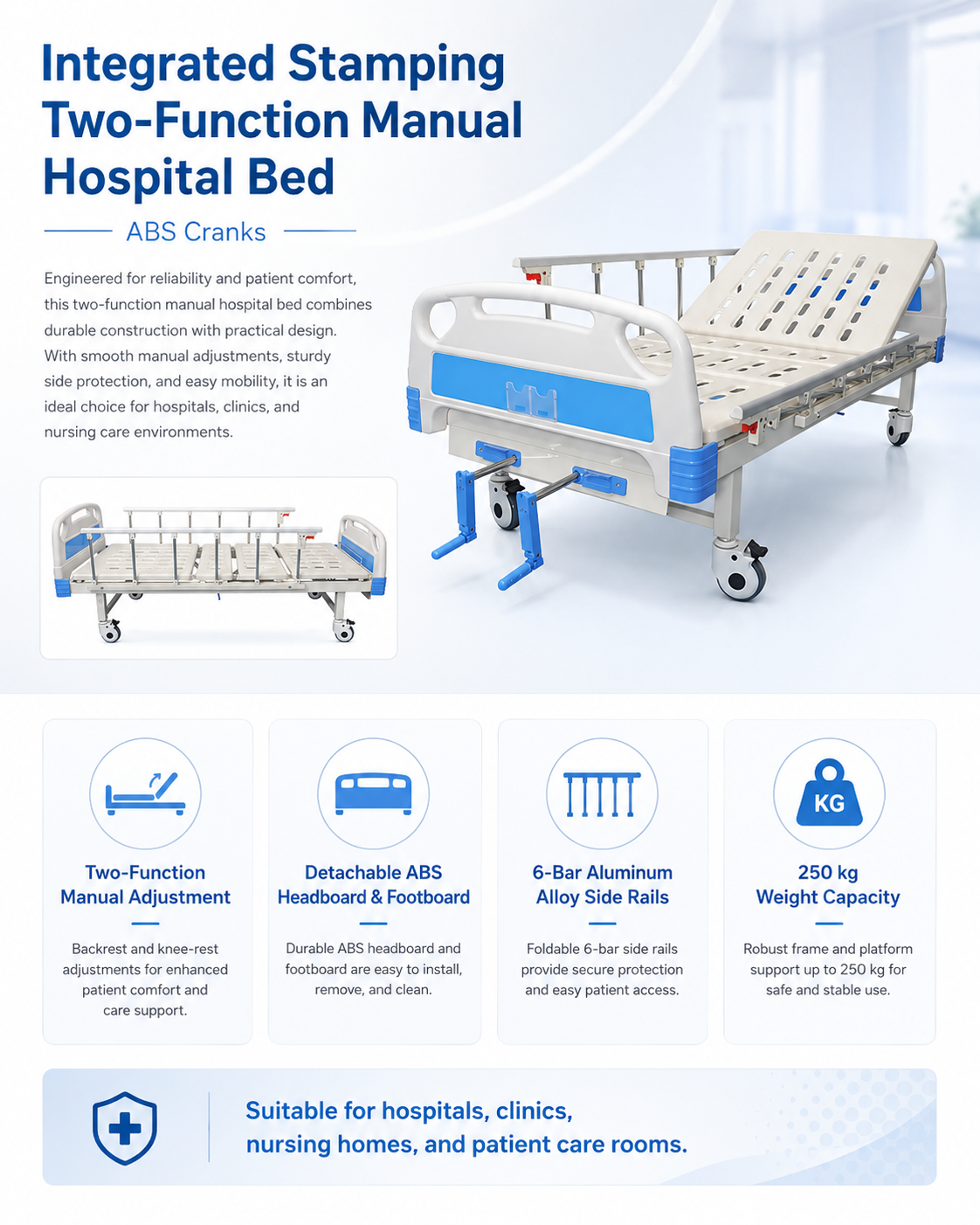 Integrated Stamping Two-Function Manual Hospital Bed Abs CranksDetailed description (1).png