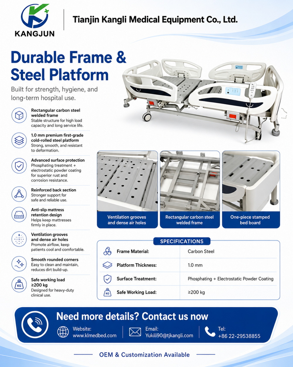Three-Function Electic Hospital Bed With Grey Bedhead (2).jpg