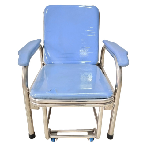 Blue Stainless Steel Attendant Chair