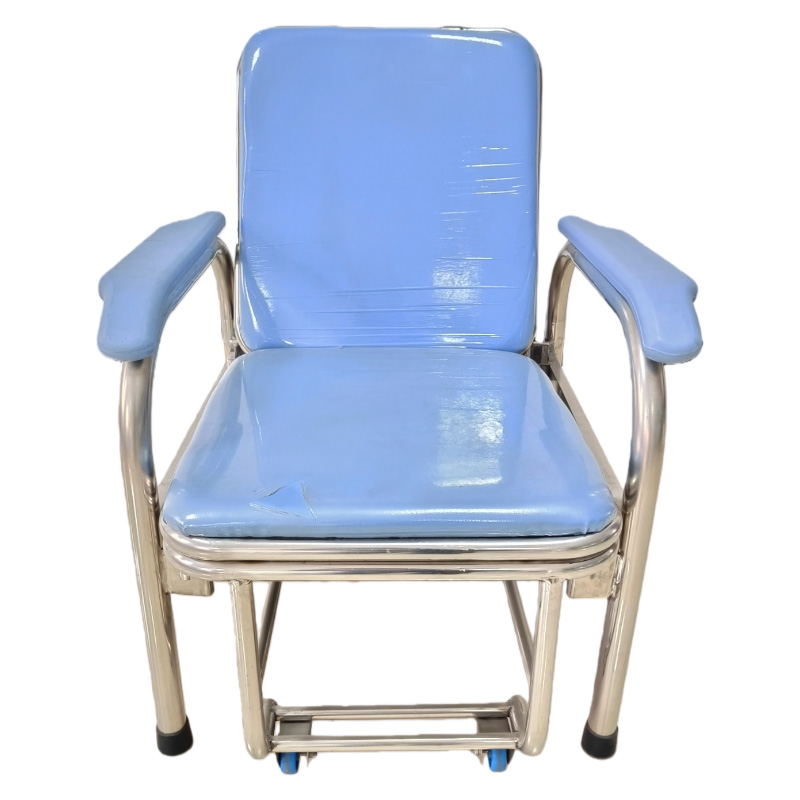 Blue Stainless Steel Attendant Chair