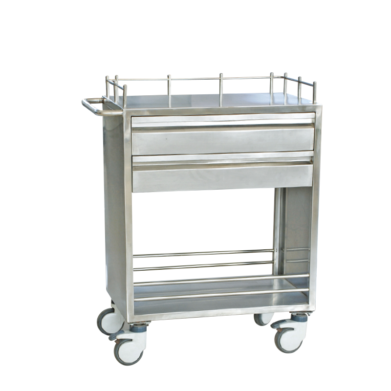 Stainless Steel Two-Drawer Medicine Dispensing Cart