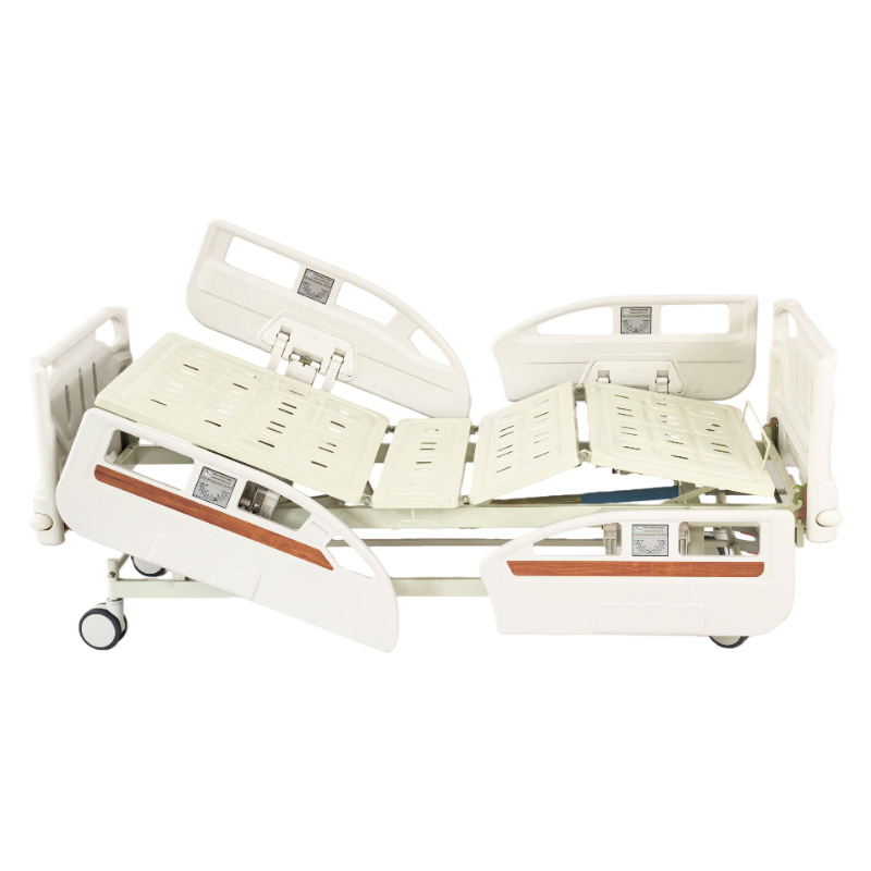 Two-Function Center Brake Manual Hospital Bed With Wood Grain Bedhead