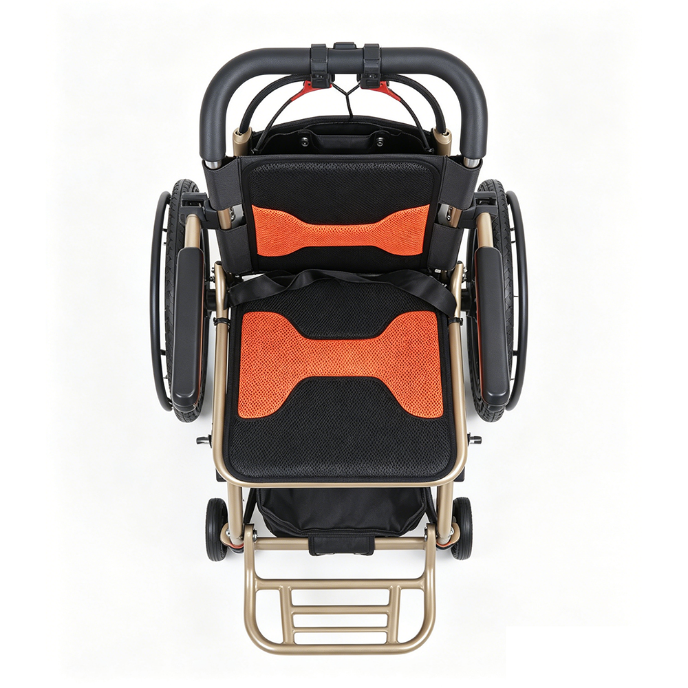 Lightweight Folding Travel Wheelchair with Honeycomb Rear Wheels