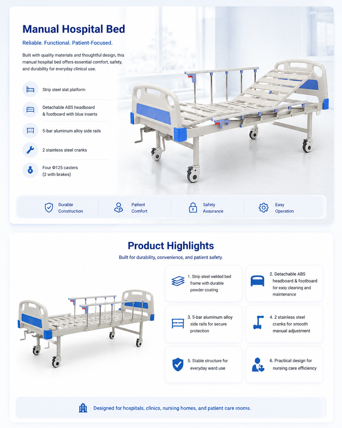 Stainless steel 2-function manual hospital bed (2).png