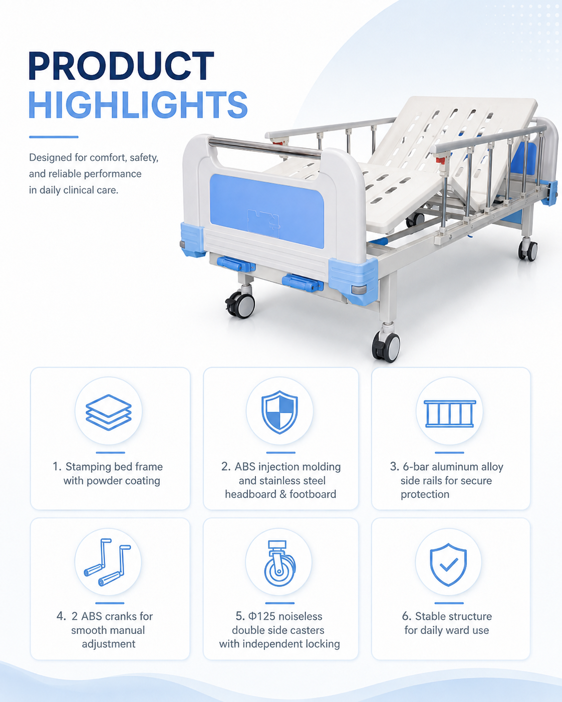 Detailed description of the composite headrest dual-function manual hospital bed mattress design (2).png