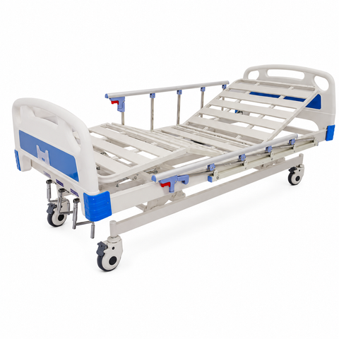 Three-Function Manual Bed With Aluminum Alloy Guardrails