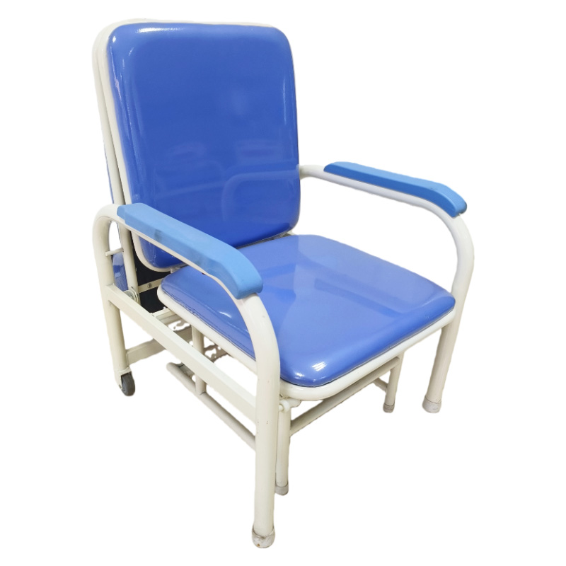 Blue Foldable Attendant Chair Without Blue Wheels